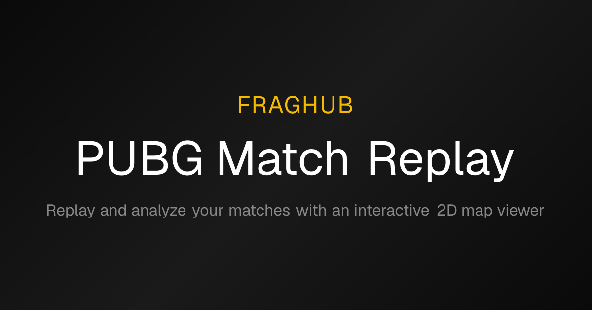 FragHub's PUBG match replay experience, built around an interactive 2D map viewer.